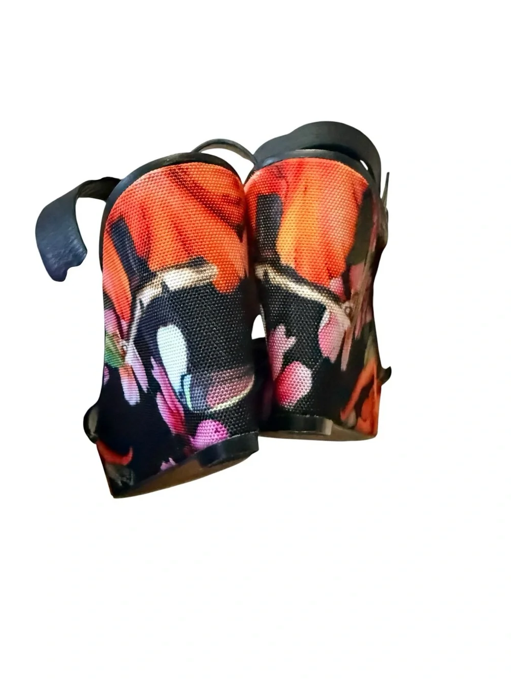 Ted Baker Floral Print Black Wedge Sandals with Ankle Strap - Picture 6 of 10